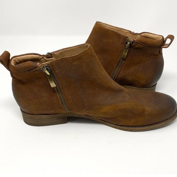 Franco Sarto Keegan Leather Boots Burnished Toe Oiled Distressed Zippers Size 6 - Picture 3 of 7